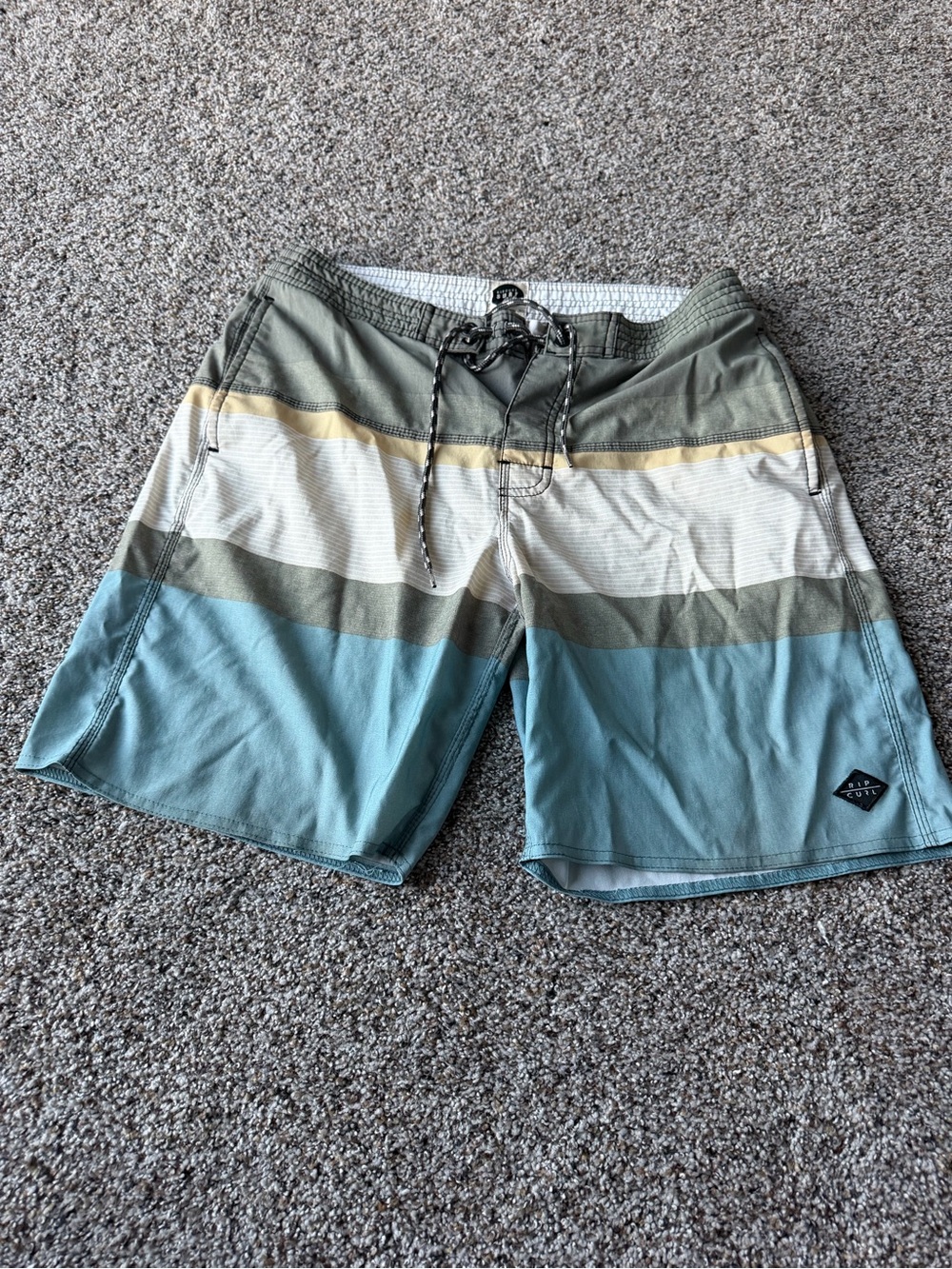Rip Curl Surf Craft Men's 30 Blue Striped Boardshorts Swim Surf Shorts